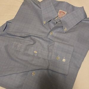 Brooks Brothers Light Blue Plaid Dress Shirt 17 1/2 - 34
